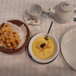 Taverna Greca - Winter visit: order of delicious hummus, pita bread, and hot tea - food, pasta - Greek Near Me - Torino, TO