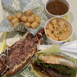 Salt & vinegar tots, cup of chili, miso macaroni, Tokyo dog, cheeseburger, dill ranch cup Salt & vinegar tots, cup of chili, miso macaroni, Tokyo dog, cheeseburger, dill ranch cup