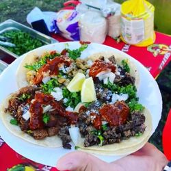 Tacos Lokos Oc - Carne Asada Tacos, and chicken tacos. Both red are green Salsa are on point.
