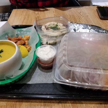 Crave Kabob - Chicken and steak shawarma. + lentil soup - Mediterranean Near Me - Chicago, Illinois