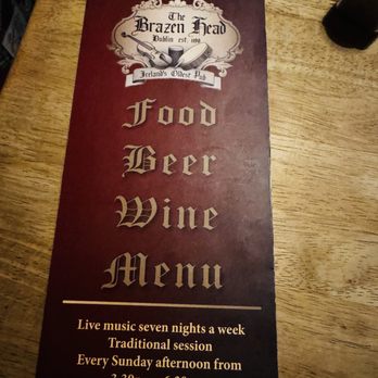 The Brazen Head - Menu - Pubs Near Me - Dublin, D