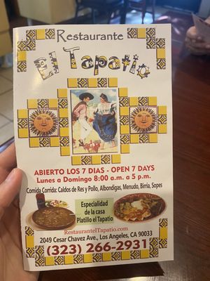 Menu photo 1 El Tapatio Los Angeles, CA Menu photo 1 El Tapatio Los Angeles, CA