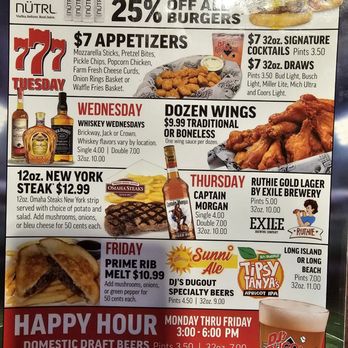 DJ's Dugout - Menu, Monday thru Friday specials as of 10-16-2023 - American Near Me - Bellevue, Nebraska
