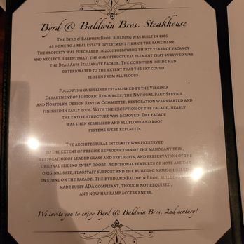 Byrd & Baldwin Bros Steakhouse - Steakhouses Near Me - Norfolk, Virginia Byrd & Baldwin Bros Steakhouse - Steakhouses Near Me - Norfolk, Virginia