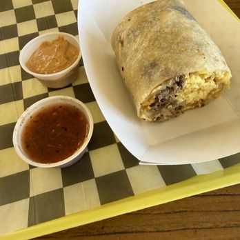 Morning Kick - 1/2 Monterey burrito with salsa and chipotle aioli - Breakfast & Brunch Near Me - Gilbert, Arizona Morning Kick - 1/2 Monterey burrito with salsa and chipotle aioli - Breakfast & Brunch Near Me - Gilbert, Arizona