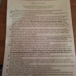 Fountain Place Mobile Home Park - rules they care about alot more and worse this was just what was handed out today