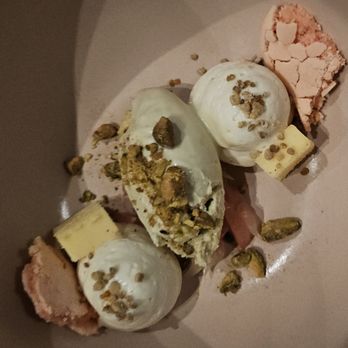 Miro Kaimuki - Pistachio ice cream, tonka bean panna cotta, on fresh pomelo. - Asian Fusion Near Me - Honolulu, Hawaii