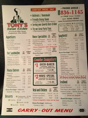 Menu photo 4 Tony's Italian Kitchen Englewood, OH Menu photo 4 Tony's Italian Kitchen Englewood, OH