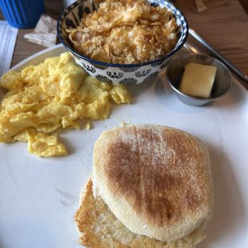 Weiss Baking Company - One side of scrambled egg ($3), homemade English muffin and side of hash town casserole - Cafes Near Me - Goshen, Ohio Weiss Baking Company - One side of scrambled egg ($3), homemade English muffin and side of hash town casserole - Cafes Near Me - Goshen, Ohio