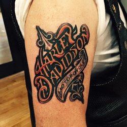 Artisan Ink - Harley Davidson cover up tattoo by Ben Lashley