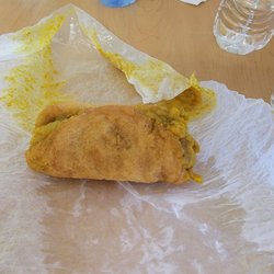 Virgin Islands Food Tours - Doubles.  This was a half portion so we could consider tinue sampling.  Fried dough with curried chickpeas and potatoes