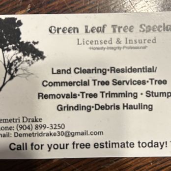 Green Leaf Tree Specialists - Business Card - Tree Services Near Me Green Leaf Tree Specialists - Business Card - Tree Services Near Me