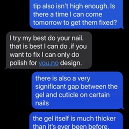 my conversation with the co-owner who had done my nails for over a year.