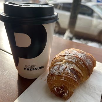 Under Pressure Coffee - Brewed Coffee and Almond Croissant - Coffee & Tea Near Me - Whitestone, New York Under Pressure Coffee - Brewed Coffee and Almond Croissant - Coffee & Tea Near Me - Whitestone, New York
