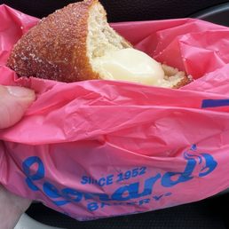 One single haupia malasada, hot and fresh