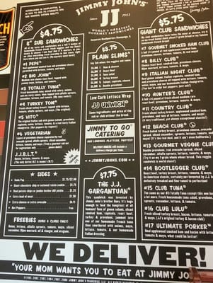 Menu photo 2 Jimmy John's Henderson, NV