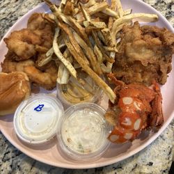 Excellent Fried Lobster and Shrimp! This plate is 1/2 the food I got . So yummy