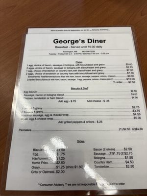 Menu photo 1 George's Diner Corinth, MS