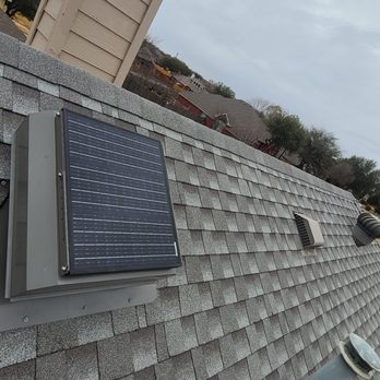 Happy Home Improvement Concepts - installing one of the 20 watts solar fans - Insulation Installation Near Me - Terrell, Texas Happy Home Improvement Concepts - installing one of the 20 watts solar fans - Insulation Installation Near Me - Terrell, Texas