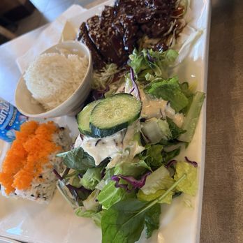 Sushi Garden - Two item dinner bento Teriyaki beef, rice, salad and Cali roll - Japanese Near Me - Watsonville, California Sushi Garden - Two item dinner bento Teriyaki beef, rice, salad and Cali roll - Japanese Near Me - Watsonville, California