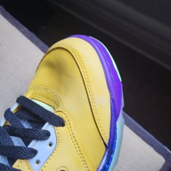 Sofia Shoe Repair Service - The yellow not even the same color yellow that was needed.. they scrubbed it so hard it went down to the base color of the shoe..