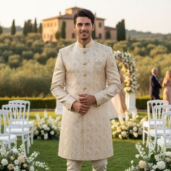 Pia Ka Ghar - Leonardo in our benarasi silk handwoven sherwani set - Women's Clothing Near Me - Los Altos Hills, California Pia Ka Ghar - Leonardo in our benarasi silk handwoven sherwani set - Women's Clothing Near Me - Los Altos Hills, California