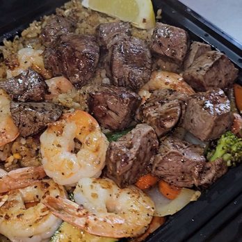 Bachi Xpress - NY STEAK & SHRIMP PREMIUM PLATE - Food Stands Near Me - Long Beach, California Bachi Xpress - NY STEAK & SHRIMP PREMIUM PLATE - Food Stands Near Me - Long Beach, California