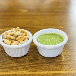 Inka Grill - Corn Nuts - the green sauce is Aji Verde, very nice
