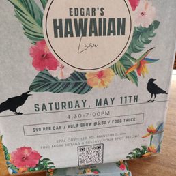 Edgar's Hawaiian Luau to support the sanctuary here and the one still recovering from.the fire in Hawaii. Edgar's Hawaiian Luau to support the sanctuary here and the one still recovering from.the fire in Hawaii.