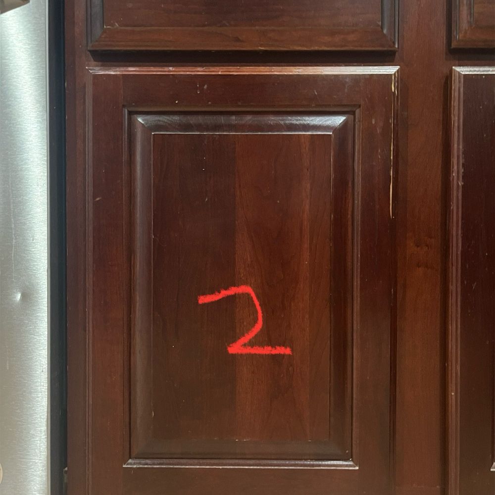 Triple R Refinishing - Existing damaged cabinet door and damaged baseboard. Before work performed. Photo 2. - Refinishing Services Near Me - San Antonio, Texas Triple R Refinishing - Existing damaged cabinet door and damaged baseboard. Before work performed. Photo 2. - Refinishing Services Near Me - San Antonio, Texas