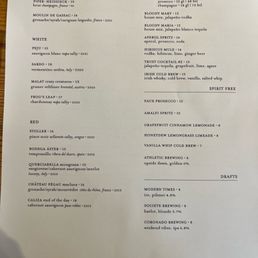 Drinks menu