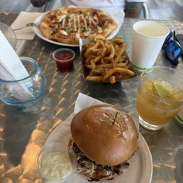 Ahi Tuna sandwich, fries, buffalo flatbread Ahi Tuna sandwich, fries, buffalo flatbread