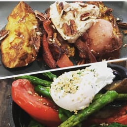 Sumptuous French toast with bacon and mascarpone for me and chef's pan, a much healthier option, for my companion. Sumptuous French toast with bacon and mascarpone for me and chef's pan, a much healthier option, for my companion.