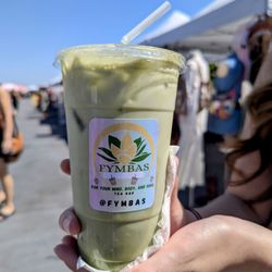 Los Feliz Flea - Daughter's cold treat -- Matcha Iced Latte