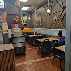 Inside, eating area.