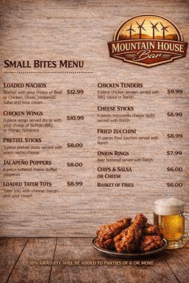 Menu photo 2 Mountain House Bar Tracy, CA Menu photo 2 Mountain House Bar Tracy, CA