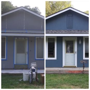 Youngs Painting - Going from dull gray to rich prussian blue! Look at that attention to detail! - Painters Near Me