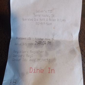 Culver's - I hope the manager sees this. - Burgers Near Me - Terre Haute, Indiana