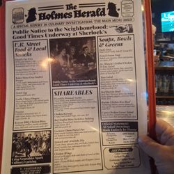 The Sherlock Holmes Pub - Menu