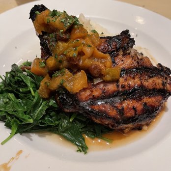 Salt & Pepper - Mongolian pork chop yam puree, lemon sautéed spinach & pear chutney - American Near Me - Tiburon, California Salt & Pepper - Mongolian pork chop yam puree, lemon sautéed spinach & pear chutney - American Near Me - Tiburon, California