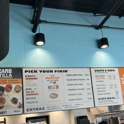 Freebirds World Burrito - Menu and fun building area.