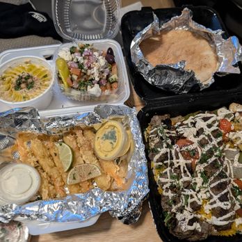 Pharaohs Kitchen - King Tut Platter, Pita, Shrimp Tempura, Cairo Salad and Hummus - Mediterranean Near Me - Houston, Texas Pharaohs Kitchen - King Tut Platter, Pita, Shrimp Tempura, Cairo Salad and Hummus - Mediterranean Near Me - Houston, Texas