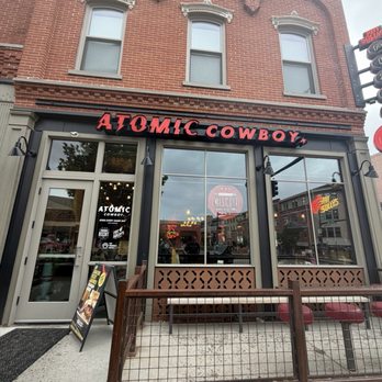 Atomic Cowboy - Entrance and some outdoor seating - Cocktail Bars Near Me - Golden, Colorado