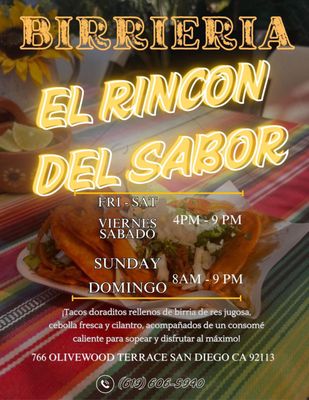 Menu photo 2 El Rincon Del Sabor San Diego, CA