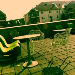 Edmonton Public Library - Jasper Place - The patio with a couple of seating area. Would be great during the summer.