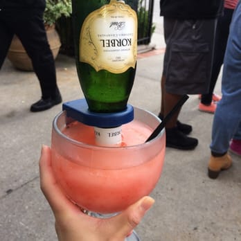 Cadillac Bar - Peach Bellini!  I don't even like peach, and it's Gooood.... I'm still stickin w the Bloody Mary bar though - Tex-Mex Near Me - Houston, Texas