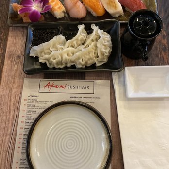 Akami Sushi Bar - Chef 5 piece Nigiri and Gyoza! - Sushi Bars Near Me - Apex, North Carolina Akami Sushi Bar - Chef 5 piece Nigiri and Gyoza! - Sushi Bars Near Me - Apex, North Carolina