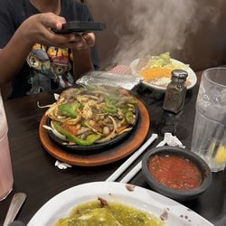 Chicken and steak fajitas