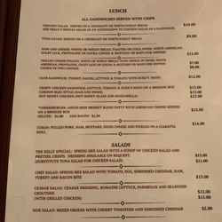 Lunch menu