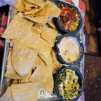 Condado Tacos - Guacamole, cheese and corn salsa as appetizers. Favorite was the corn salsa with the guacamole coming in as a close second. - Tacos Near Me - Pittsburgh, Pennsylvania Condado Tacos - Guacamole, cheese and corn salsa as appetizers. Favorite was the corn salsa with the guacamole coming in as a close second. - Tacos Near Me - Pittsburgh, Pennsylvania